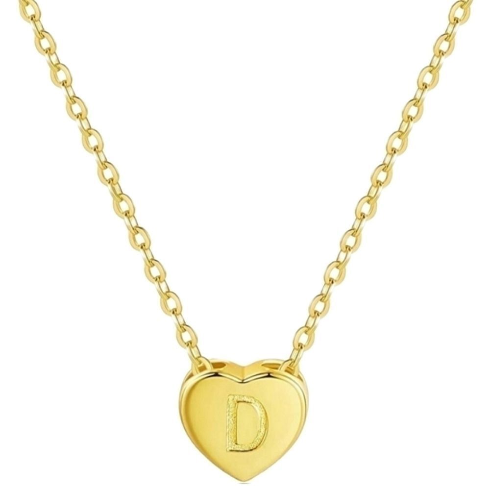 2 Sided Red Gold 18K Gold plated Initial Heart Necklace Brand New with gift box